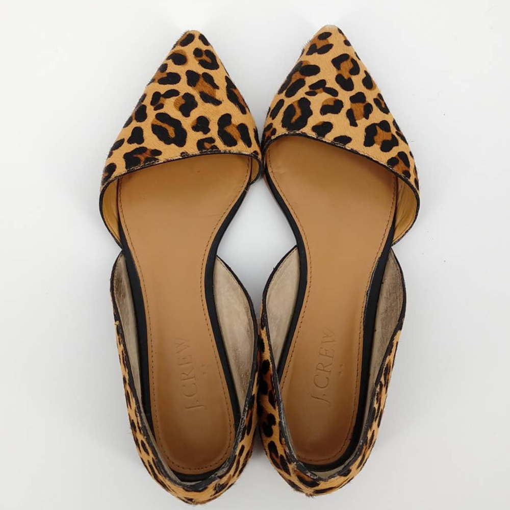 J Crew Zoe Leopard Pointed Toe Flat Calf Hair 6 - Picture 5 of 8